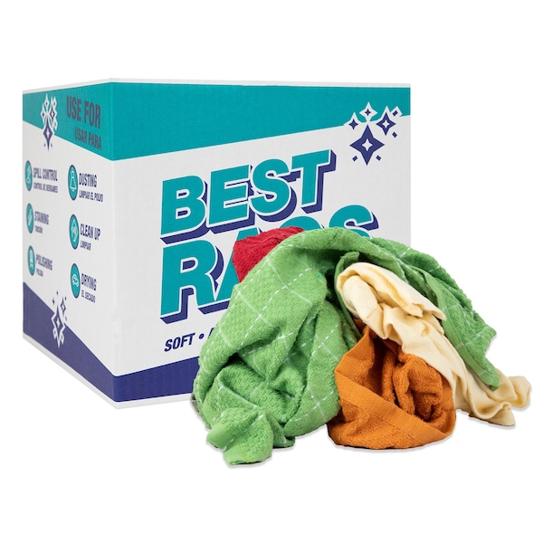 Hand Towel Size Terry Wipers - COLORED 10 lb box